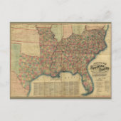 南北戦争の南州の地図J.ロイド(1862) ポストカード (正面)