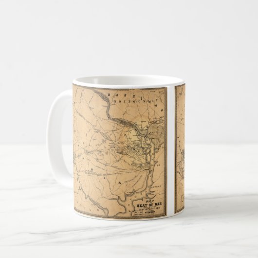 南北戦争の最初の闘牛の走地図の座席 コーヒーマグカップ (正面左)