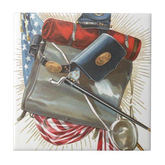 南北戦争の米国国旗のバヨネット水筒 タイル (正面)