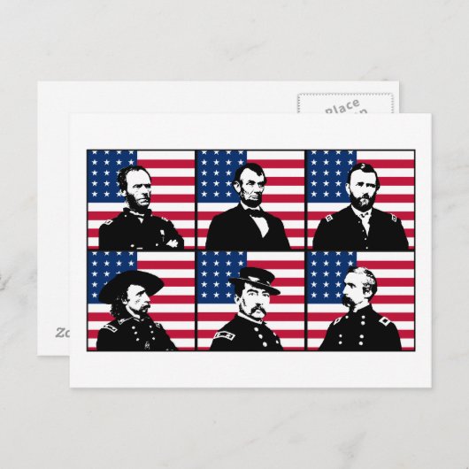 南北戦争の英雄とアメリカ国旗 ポストカード (正面/裏面)