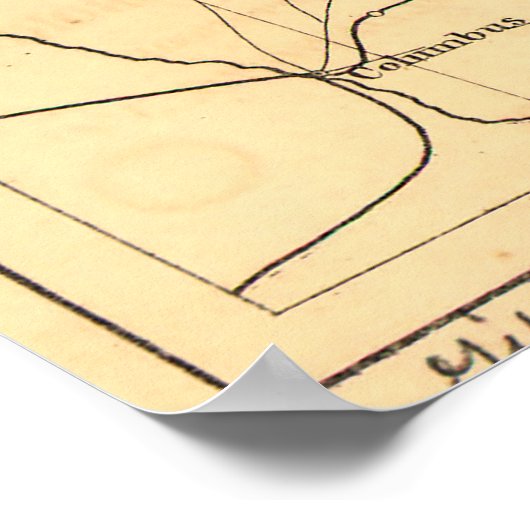 南北戦争シャーマンのマーチの地図アトランタからゴールズボロ ポスター (角)