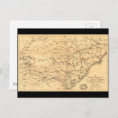 南北戦争シャーマンのマーチの地図アトランタからゴールズボロ ポストカード (正面/裏面)