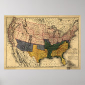 南北戦争時代の州統一された地図(1864年1月) ポスター (正面)