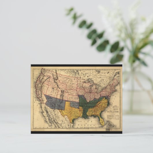 南北戦争時代の州統一された地図(1864年1月) ポストカード (スタンド正面)