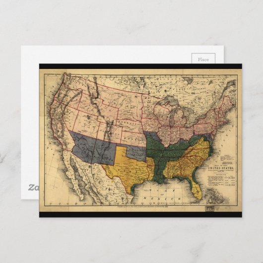南北戦争時代の州統一された地図（1864年1月） ポストカード (正面/裏面)