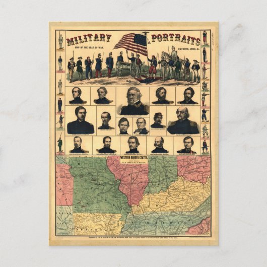 南北戦争縁ど軍隊ポートレート1861年復元 ポストカード (正面)