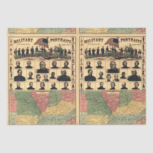 南北戦争軍隊ポートレート、復元されたデコページ 薄葉紙 (正面)