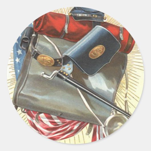南北戦争 アメリカ国旗 銃剣 ウォーターキャンティーン ラウンドシール (正面)