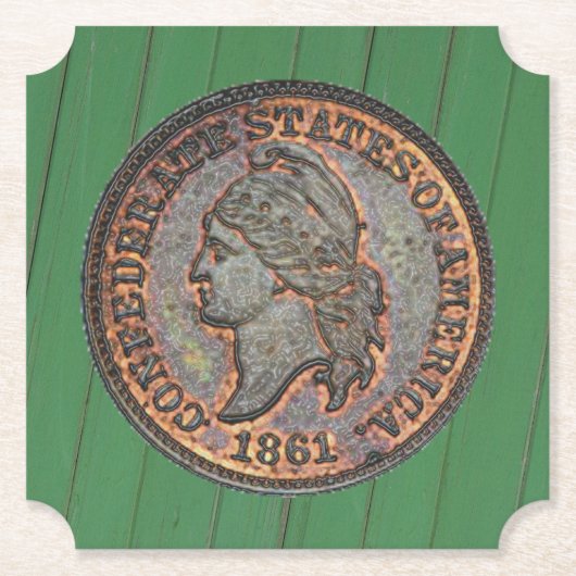 南北戦争⚔️コンフェデレートペニーウッドウォールグリーン ペーパーコースター (正面)