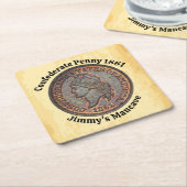 南北戦争⚔️コンフェデレートペニー1861マンケーブ スクエアペーパーコースター (アングル)