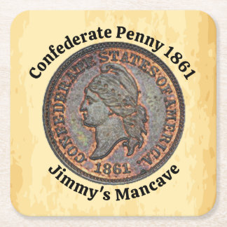 南北戦争⚔️コンフェデレートペニー1861マンケーブ スクエアペーパーコースター