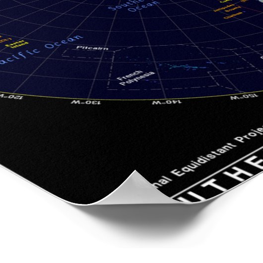 南半球の地図 ポスター (角)
