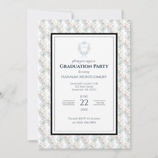 南名門私立校風のギンガムモノグラム卒業党 招待状 (正面)