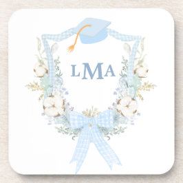 南名門私立校風のギンガムモノグラム卒業 コースター