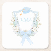 南名門私立校風のギンガムモノグラム卒業 スクエアペーパーコースター (正面)