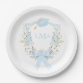 南名門私立校風のギンガムモノグラム卒業 ペーパープレート (正面)