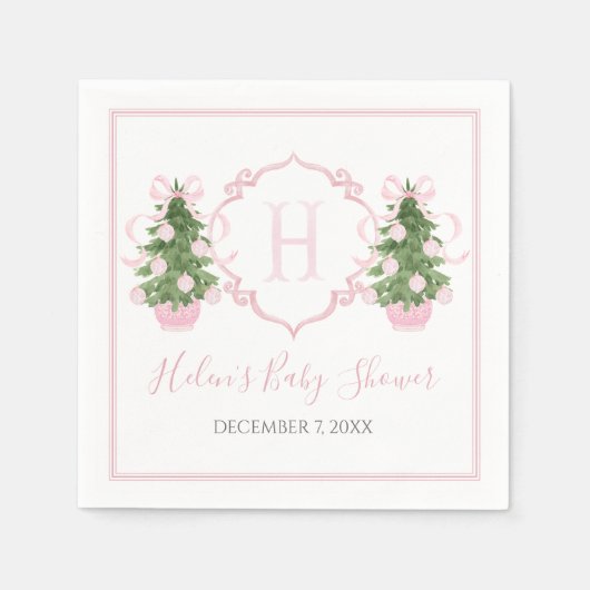 南名門私立校風のピンクのクリスマスツリー スタンダードカクテルナプキン (正面)