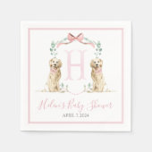 南名門私立校風のピンクの女の子の犬の赤ちゃんシャワー スタンダードカクテルナプキン (正面)