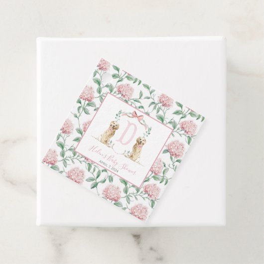 南名門私立校風のピンクの女の子の犬の赤ちゃんシャワー フェイバータグ (インサイチュ)