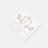 南名門私立校風のピンクの女の子ストークベイビーシャワー スタンダードカクテルナプキン (角)