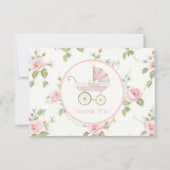 南名門私立校風のピンクガールフローラサンキューカード サンキューカード (正面)