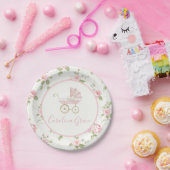南名門私立校風のピンクフローラガールベビーシャワー ペーパープレート (パーティー)