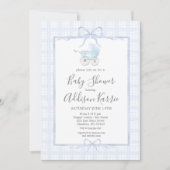 南名門私立校風のベビーキャリッジ赤ちゃんシャワー招待状 招待状 (正面)