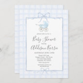南名門私立校風のベビーキャリッジ赤ちゃんシャワー招待状 招待状 (正面/裏面)