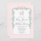 南名門私立校風のベビーキャリッジ赤ちゃんシャワー招待状 招待状 (正面/裏面)