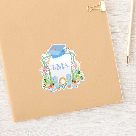 南名門私立校風の女性のカーボーイモノグラム卒業広場 シール (ノートブック)