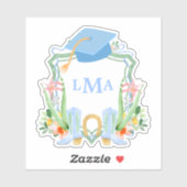 南名門私立校風の女性のカーボーイモノグラム卒業広場 シール (シート)