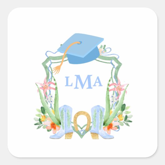 南名門私立校風の女性のカーボーイモノグラム卒業 スクエアシール (正面)