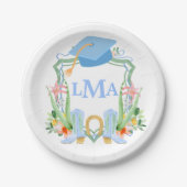 南名門私立校風の女性のカーボーイモノグラム卒業 ペーパープレート (正面)