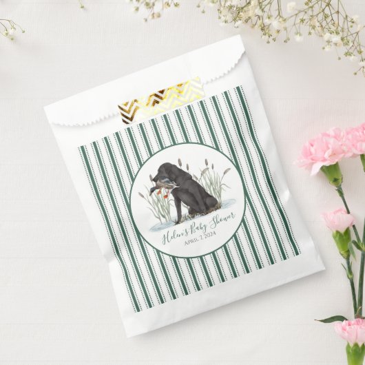 南名門私立校風の緑の男の子の犬の赤ちゃんシャワー フェイバーバッグ (封をした状態)