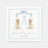 南名門私立校風の青の男の子の犬の赤ちゃんシャワー スタンダードカクテルナプキン (正面)