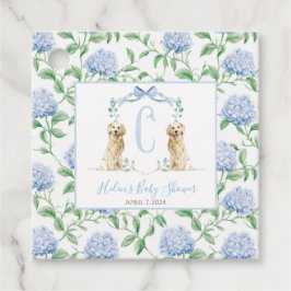 南名門私立校風の青の男の子の犬の赤ちゃんシャワー フェイバータグ