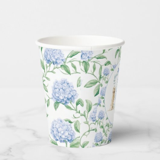 南名門私立校風の青の男の子の犬の赤ちゃんシャワー 紙コップ (右)