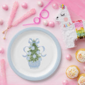 南名門私立校風の青クリスマス ペーパープレート (パーティー)