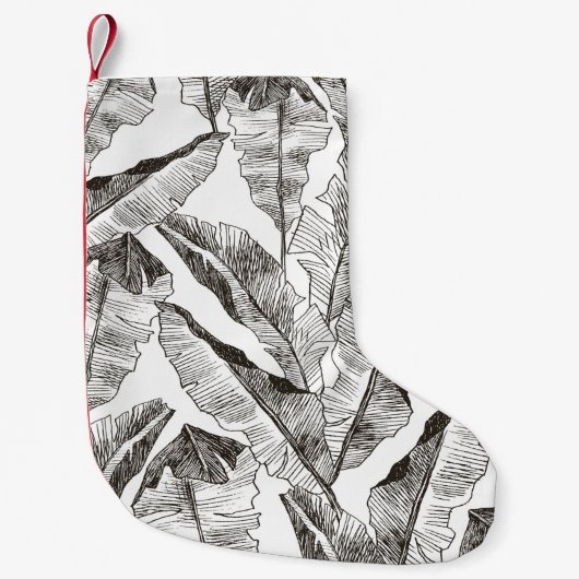 南回帰植物のフローラの継ぎ目のないジャングルパターン。プリン スモールクリスマスストッキング (正面)