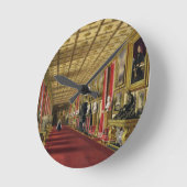 南回廊、ウィンザー城、1838年（クロモリト） ラウンド壁時計 (傾斜)