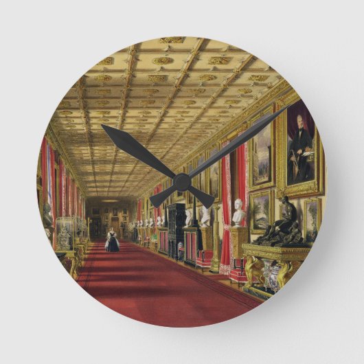 南回廊、ウィンザー城、1838年（クロモリト） ラウンド壁時計 (正面)