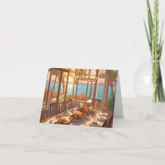 南国での感謝祭の食事 サンキューカード (正面)