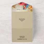 南国のジャングルの色鮮やかなハイビスカスの島 ベージュ タン オールインワン招待状 (外側)