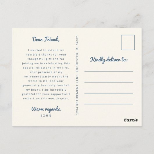 南国の引退写真ありがとうございます ポストカード (裏面)