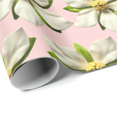 南国の華やかなマグノリアの花が春にピンクと白で咲き乱れる ラッピングペーパー (ロールコーナー)