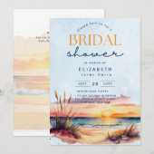 南国気分 | 熱帯サンセットビーチ ブライダルシャワー 招待状 (正面/裏面)
