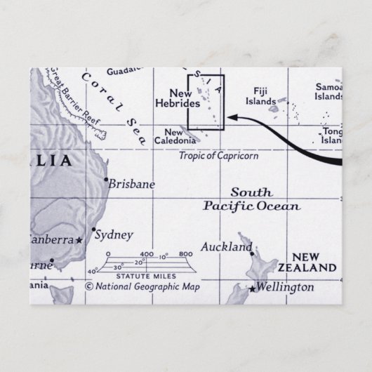 南太平洋の地図海 ポストカード (正面)