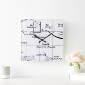 南太平洋の海の地図 スクエア壁時計 (ホーム)