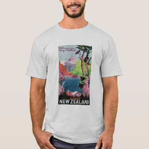 南島ニュージーランド旅行ポスター Tシャツ