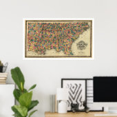 南州鉄道地図1864 ポスター (ホームオフィス)